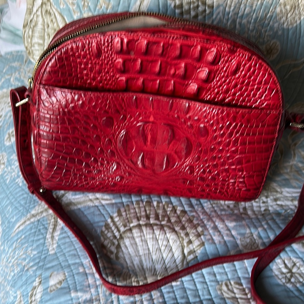 Brahmin Red Crocodile Embossed Leather Crossbody - Picture 2 of 4
